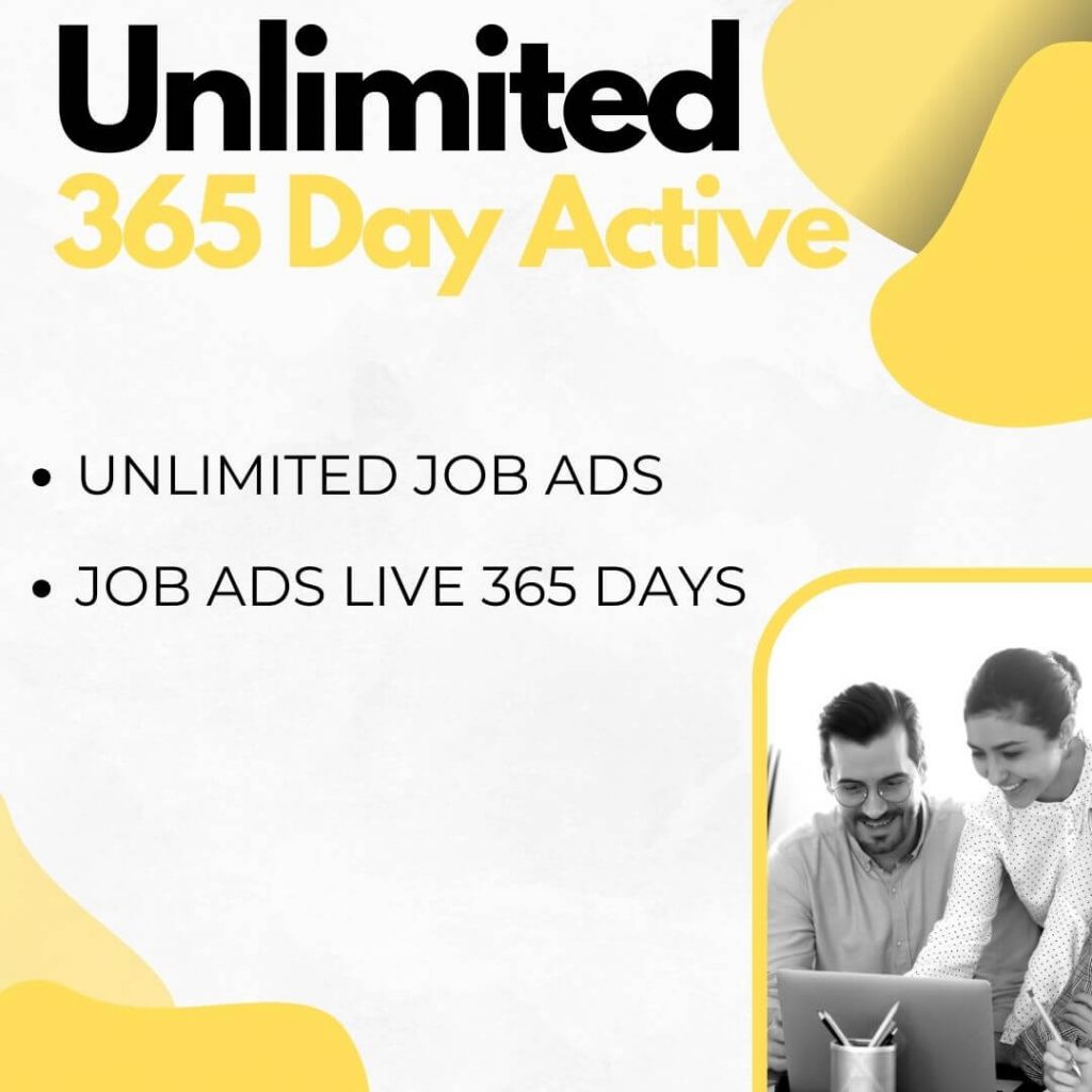 Job package image for unlimited package containing unlimited job ads where each is live 365 days.